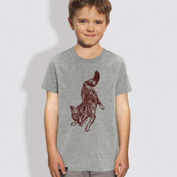 little kiwi Kinder T-Shirt, "Fuchs", Heather Grey von little kiwi