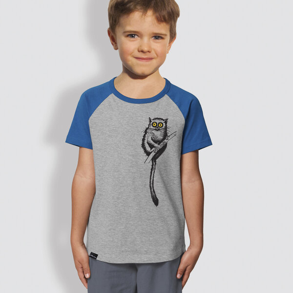 little kiwi Kinder T-Shirt, "Maki", Heather Grey-Blue von little kiwi