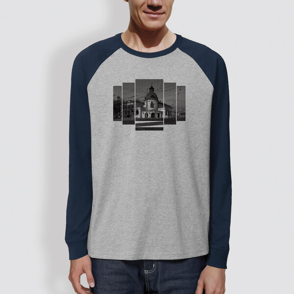 little kiwi Männer Langarm-T-Shirt, "Ballhaus", Heather Grey/Navy von little kiwi