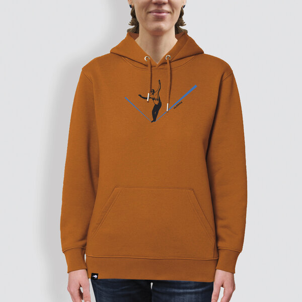 little kiwi Unisex Hoodie, "Slacklining", Roasted Orange von little kiwi