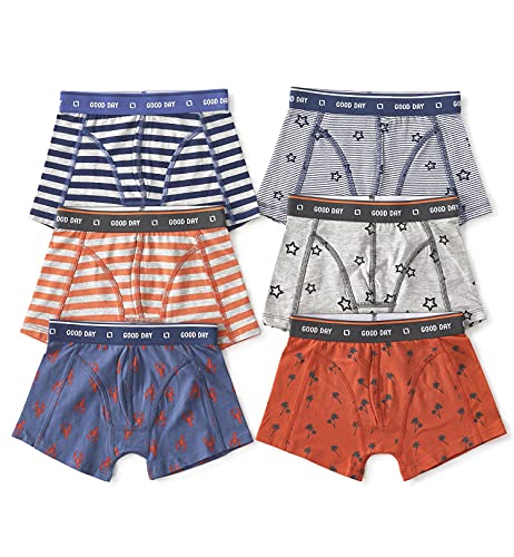 little label Boxershorts 6-er Pack 152 Unterhosen Slips Bio-Baumwolle Orange Blau von little label