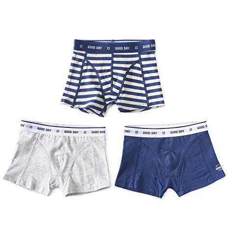 little label Boxershorts Jungen Unterhosen-Set Bio-Baumwolle Slim fit 3er-Pack 110-116 Blau gestreift Combi von little label