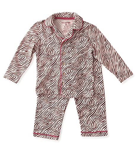 little label Grandad Schlafanzug Mädchen klassisch Winter Pyjama Set Rosa mit Zebra-Streifen-Print Bio-Baumwolle 10Y / 134-140 von little label