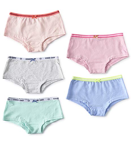 little label Hipster Mädchen Hüfthosen Unterhosen 5er-Pack Bio-Baumwolle 98-104 Uni Combi Multi von little label