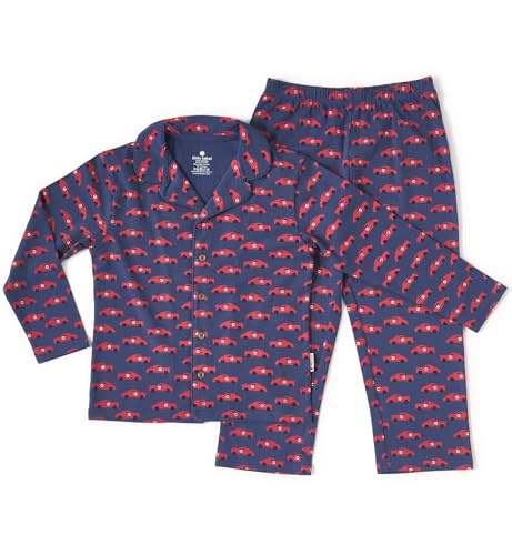 little label Kinder Schlafanzug Jungen 110-116 (6Y) - blau - Autos - Bio-Baumwolle von little label