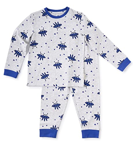 little label Kinder Schlafanzug Jungen 110-116 (6Y) - grau - UFOs - Bio-Baumwolle von little label