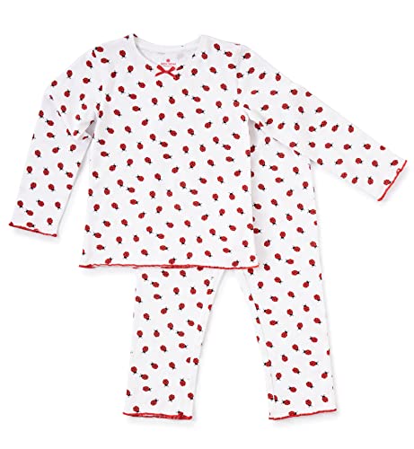 little label Kinder Schlafanzug Mädchen 122-128 (8Y) - weiß - marienkäfer - Bio-Baumwolle von little label