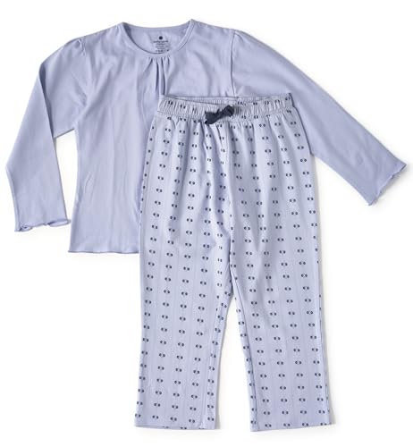 little label Kinder Schlafanzug Mädchen 158-164 (14Y) - blau - blümchen - Bio-Baumwolle von little label