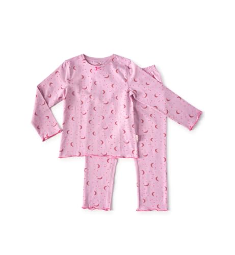 little label Kinder Schlafanzug Mädchen 92 (2Y) - rosa - mond Sterne - Bio-Baumwolle von little label