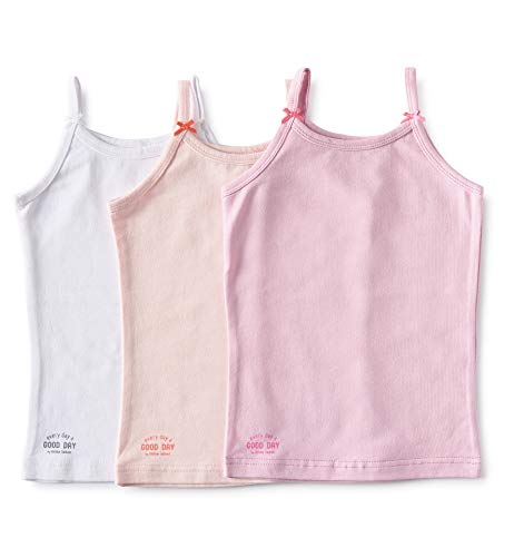 little label - Kinder Unterhemden Mädchen 170-176 (16Y) - Top Spaghettiträger Trägershirt 3er-Pack - Mädchen Untershirt slim fit - Weiß Rosa Lila - Uni - BIO-Baumwolle von little label