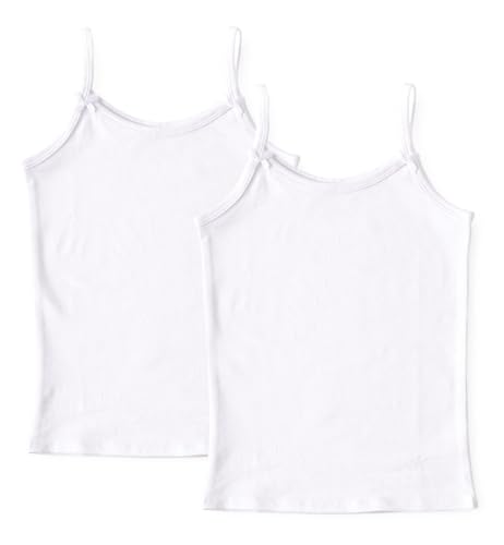 little label Kinder Unterhemden Mädchen 98-104 (4Y) - Weiß - Uni - 2er-Pack - Bio-Baumwolle von little label
