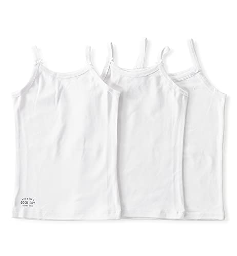 little label Kinder Unterhemden Mädchen 98-104 (4Y) - Weiß - Uni - 3er-Pack - BIO-Baumwolle von little label