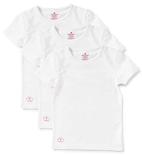 little label Kinder Weiße Kurzarm Tshirts Mädchen 110-116 (6Y) - weiß - 3er-Pack - Bio-Baumwolle von little label