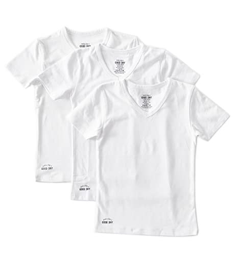 little label Weiße Tshirts Kinder Kurzarm Jungen 122-128 (8Y) - Weiß - Uni - 3er-Pack - Bio-Baumwolle von little label