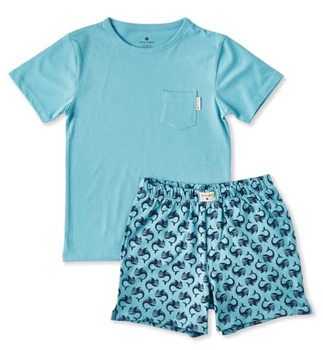 little label - Kurzer Schlafanzug Jungen - wale grün - Weiche Bio-Baumwolle - Größen 98 bis 176 von little label