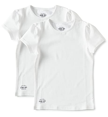 little label Mädchen Kurzarmshirt T-Shirt Unterhemd 2er-Pack Bio-Baumwolle 146-152 Weiß von little label