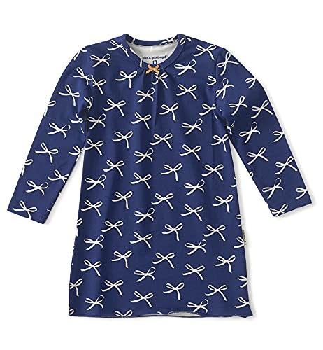 little label Nachthemd 152 Mädchen Nachtkleid Schlafhemd Sleepshirt Blau Schleifen-Print Bio-Baumwolle 12 Jahre von little label