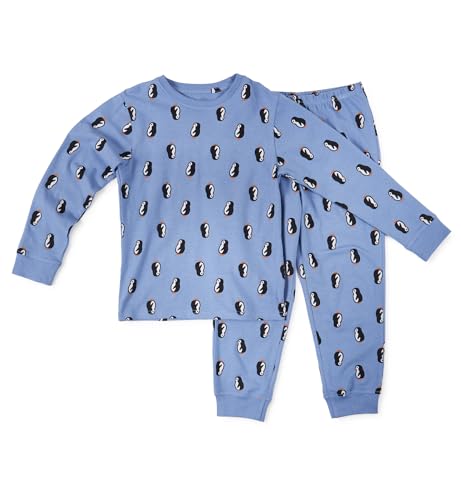little label - Pyjama Jungen blau Pinguin - 8Y/122-128 - Bio-Baumwolle von little label