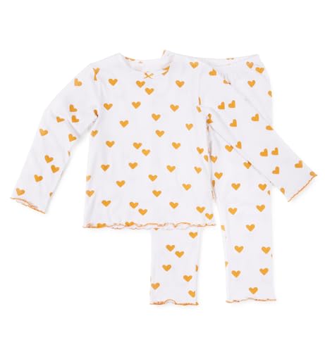 little label - Pyjama mädchen Weiss Herzen - 12Y/146-152 - Bio-Baumwolle von little label