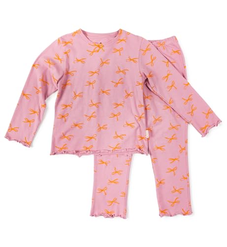 little label - Pyjama mädchen rosa Schleife - 14Y/158-164 - Bio-Baumwolle von little label