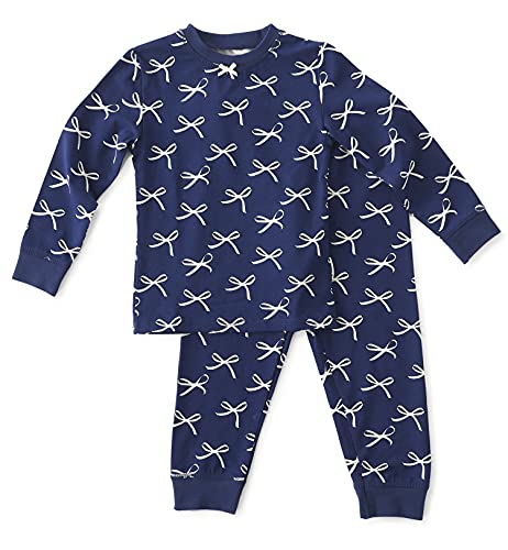 little label Schlafanzug Baby Mädchen Zweiteiler Bio-Baumwolle 74-80 Blau Schleifen von little label