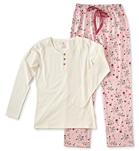 little label Schlafanzug Damen L (40-42) - lilarosa - blümchen - Bio-Baumwolle von little label