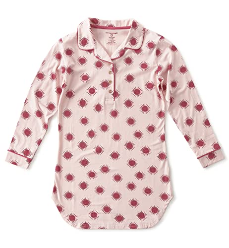 little label - Schlafanzug Damen M (38-40) - Pyjama Damen Nachtkleid - Schlafhemd - Rosa Sonnen-Print-Print - Bio-Baumwolle von little label