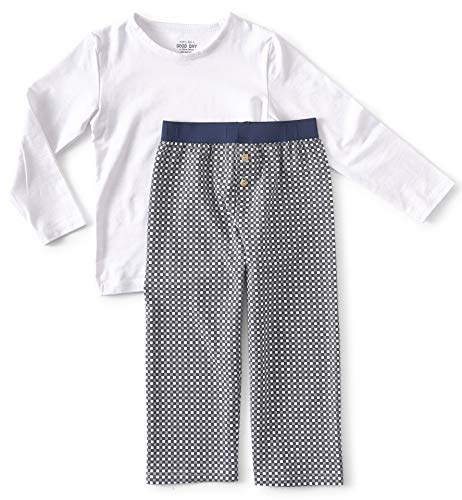 little label Schlafanzug Zweiteiler Jungen lang pyjamaset Bio-Baumwolle grau Karierter Lange Schlafanzughose 116 von little label