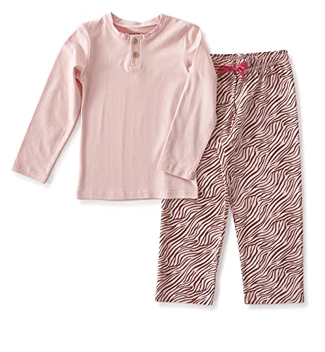 little label Schlafanzug Zweiteiler Mädchen lang pyjamaset Bio-Baumwolle Rosa Lange Schlafanzughose mit Zebra-Print 116 von little label