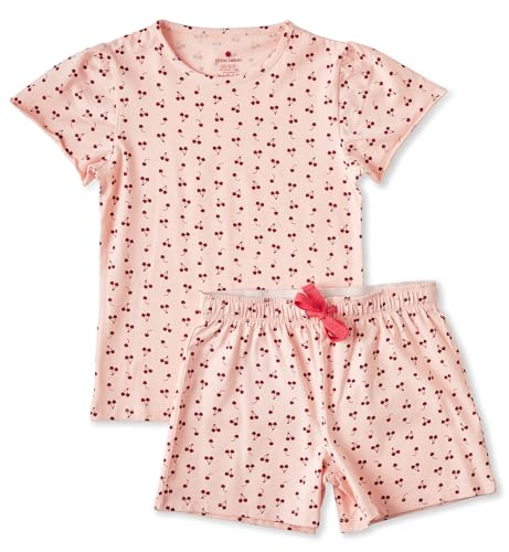 little label - Sommer Pyjama Mädchen - rosa Kirschen - Weiche Bio-Baumwolle - Größen 98 bis 176 von little label