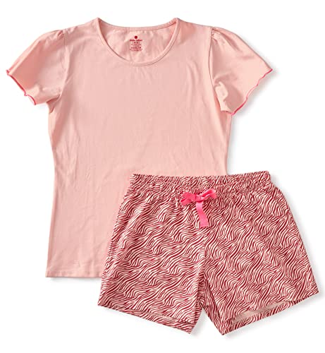 little label - Sommer Schlafanzug Damen - Shortama - Sommer Pyjama Damen Kurz - Rosa - Sommer Schlafanzug Zebra-Streifen - Bio-Baumwolle-GOTS von little label