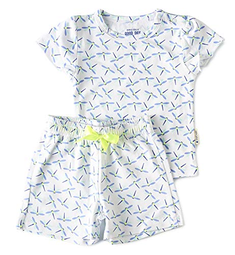 little label Sommer Schlafanzug Kurz Shortama Baby Mädchen Bio-Baumwolle 86 Libellen Blau von little label