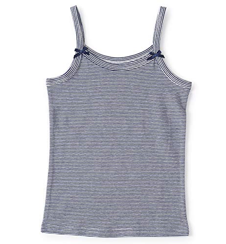 little label Unterhemd Mädchen 152 Top Spaghettiträger Trägershirt Wäsche Blau gestreift - BIO-Baumwolle von little label