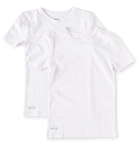 little label Weiße Tshirts Kinder Kurzarm Jungen 110-116 (6Y) - Weiß - Uni - 2er-Pack - Bio-Baumwolle von little label