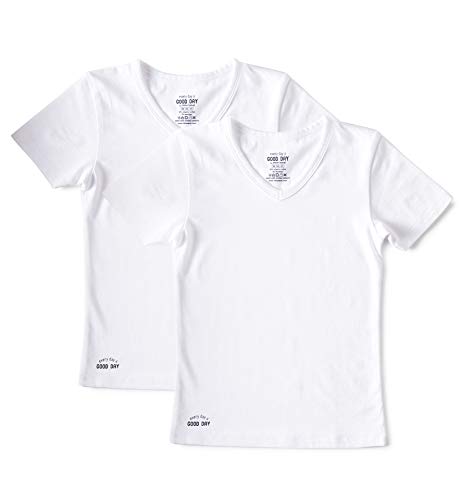 little label Weiße Tshirts Kinder Kurzarm Jungen 110-116 (6Y) - Weiß - Uni - 2er-Pack - Bio-Baumwolle von little label