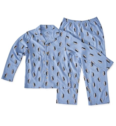 little label - klassischer Schlafanzug Jungen blau Pinguin 14Y/158-164 - Bio-Baumwolle von little label