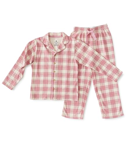 little label - klassischer Schlafanzug mädchen große rosa karos 14Y/158-164 - Bio-Baumwolle von little label