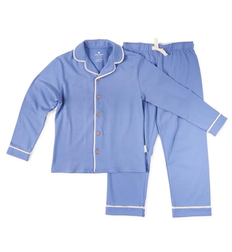 little label - klassischer Schlafanzug mädchen himmelblau 12Y/146-152 - Bio-Baumwolle von little label