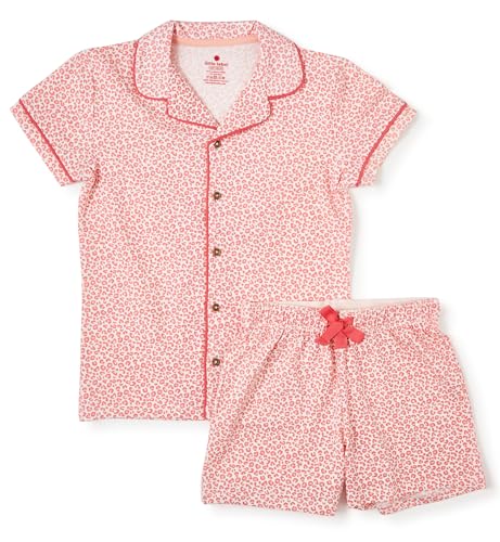 little label klassisches Sommer Schlafanzug mädchen Leopard rosa - 12Y/146-152 - Bio Baumwolle von little label