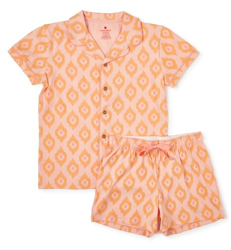 little label klassisches Sommer Schlafanzug mädchen rosa Ikat - 6Y/110-116 - Bio Baumwolle von little label