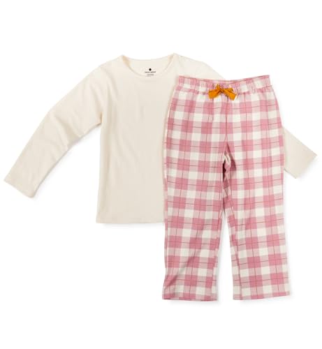 little label - mädchen pyjamaset große rosa karos 16Y/170-176 - Bio-Baumwolle von little label