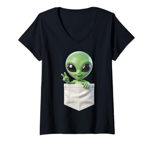 Damen Faraway Galaxy hat eine Fahrt in Ihrer Tasche angehängt T-Shirt mit V-Ausschnitt Damen Faraway Galaxy hat eine Fahrt in Ihrer Tasche angehängt T-Shirt mit V-Ausschnitt von little visitor from a faraway galaxy