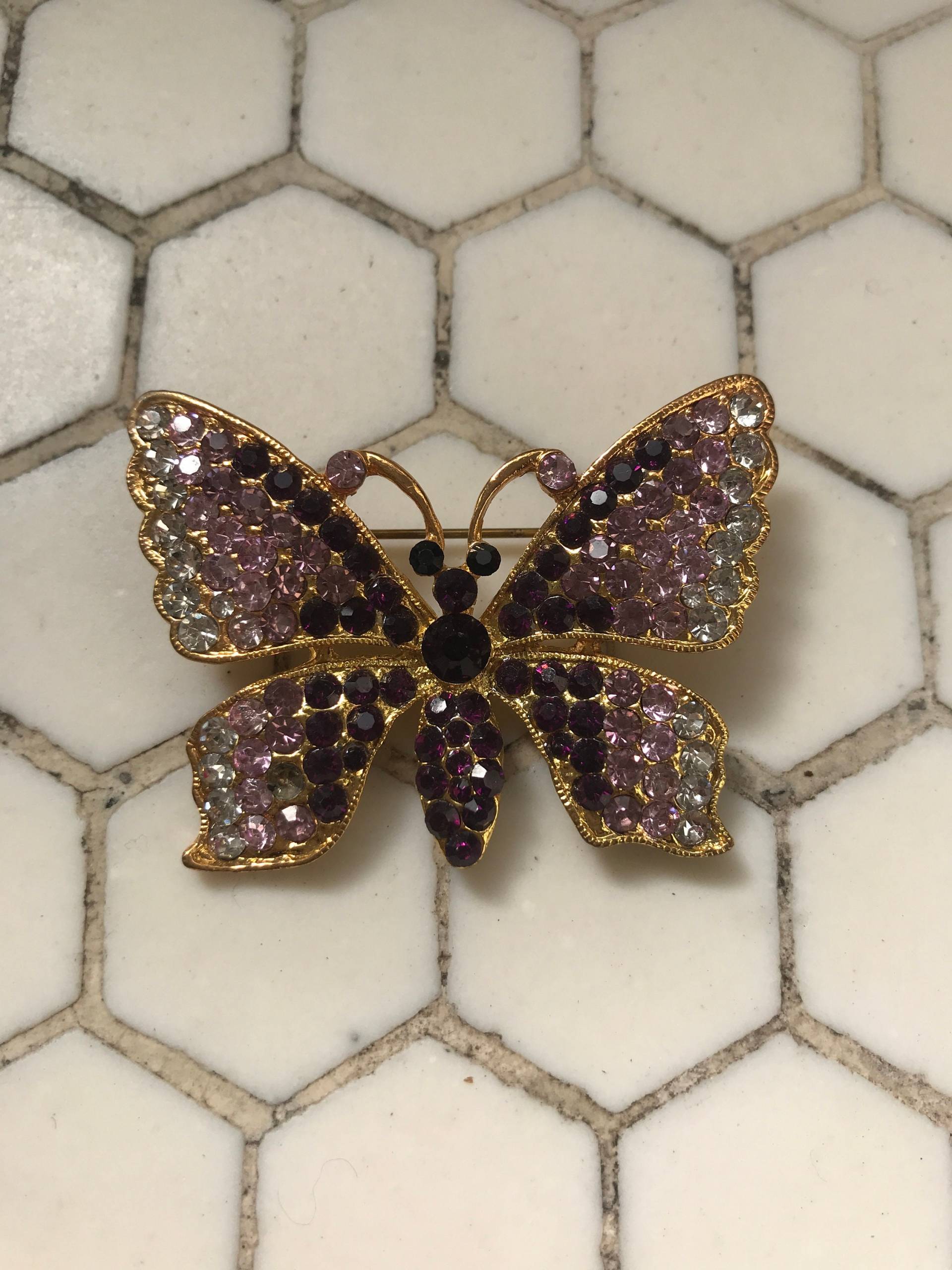 Jahrgang Englisch Jeweled Strass Schmetterlingsbrosche Jahrgang Englisch Jeweled Strass Schmetterlingsbrosche von littlebabykitty8