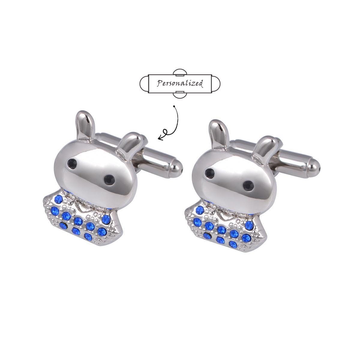 Manschettenknöpfe Mit Blauen Kristallen - Hase Tier Hochzeit von littlebeees