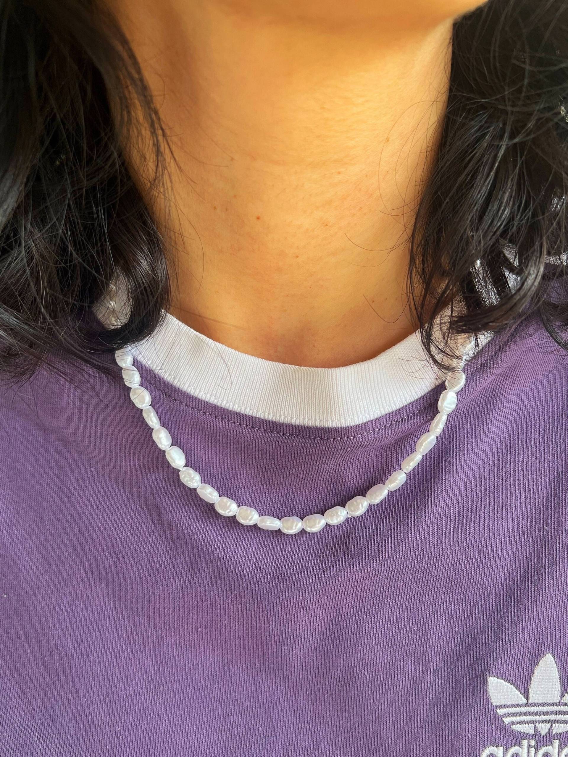 Perlenkette Imitat, Weiße Nuggets von littlebohothingss