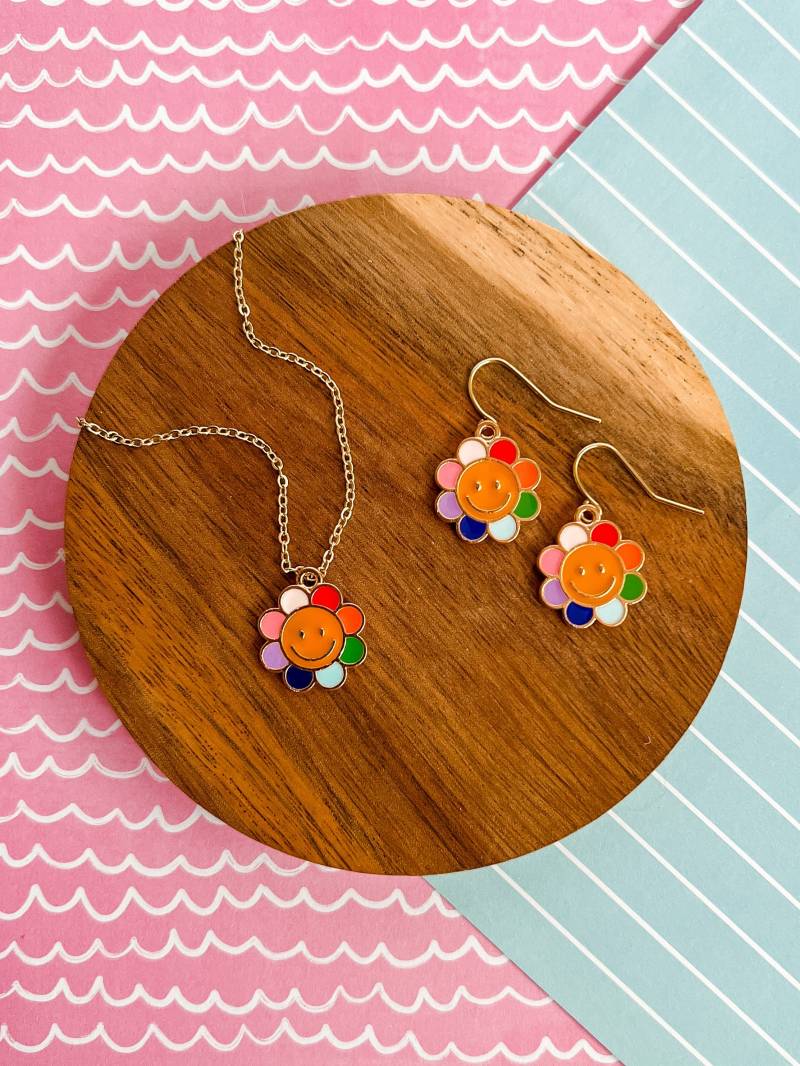 Blume Regenbogen - Halskette Kind Schmuck Mädchen Ohrringe Charme -Mädchen Geschenk von littlegembabes