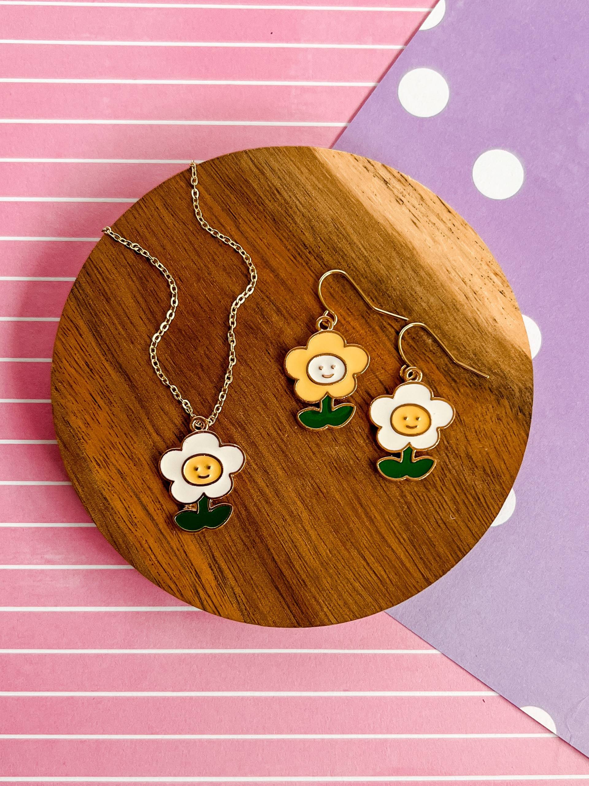 Happy Flower Halskette - Blumen Ohrringe Schmuck Kinderschmuck Mädchen -Charm von littlegembabes