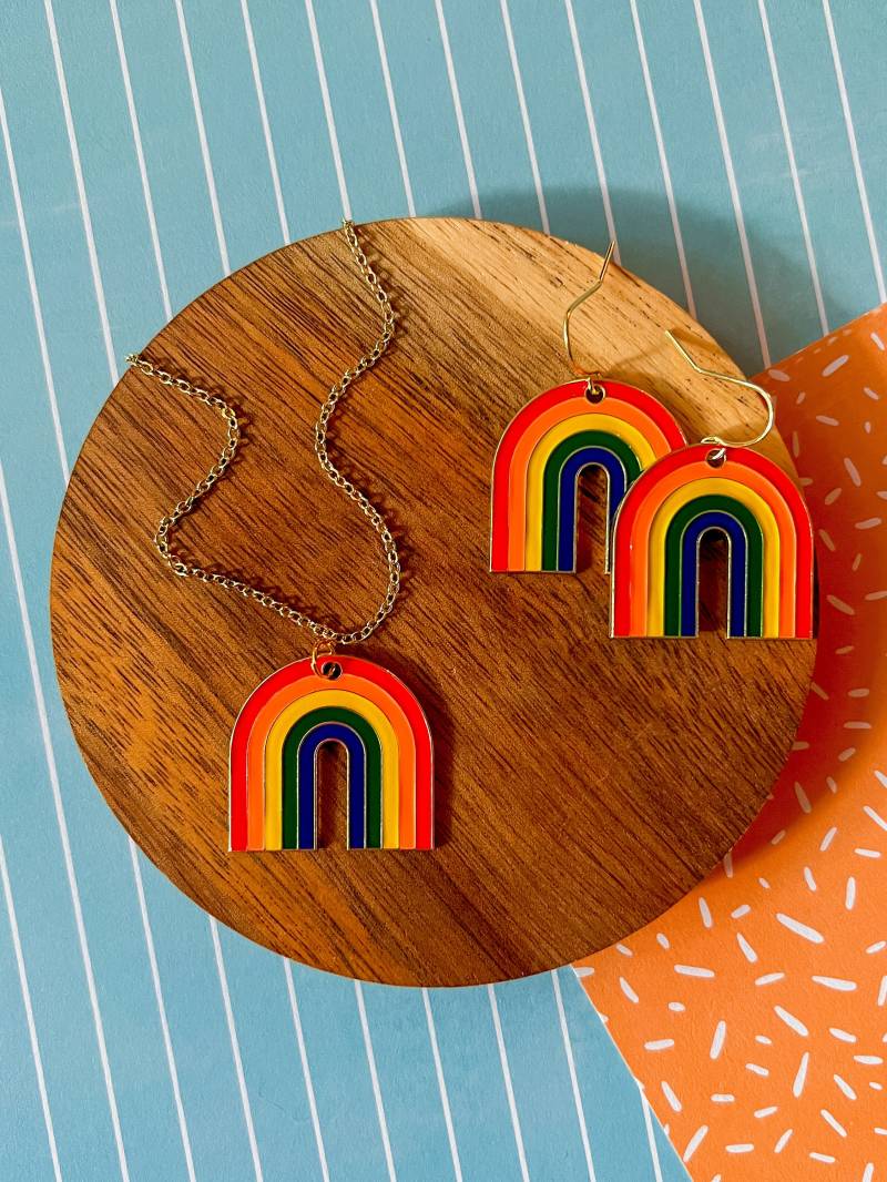 Klassisch Regenbogen - Halskette Kind Schmuck Mädchen Ohrringe Charm Geschenk von littlegembabes