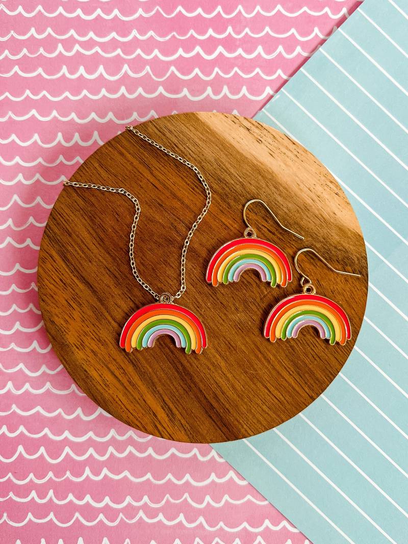 Painter's Rainbow - Regenbogen Halskette Kind Schmuck Mädchen Ohrringe Charm Geschenk von littlegembabes