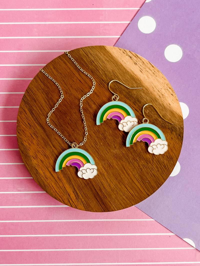 Wolke Regenbogen - Halskette Kind Schmuck Mädchen Ohrringe Charm Geschenk von littlegembabes